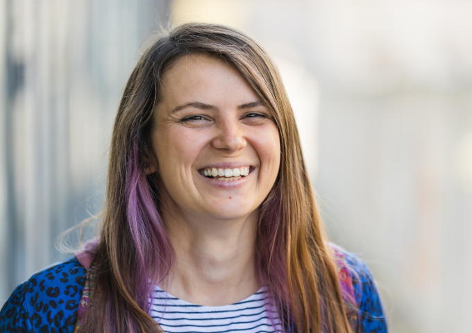 close up portrait of young woman smiling